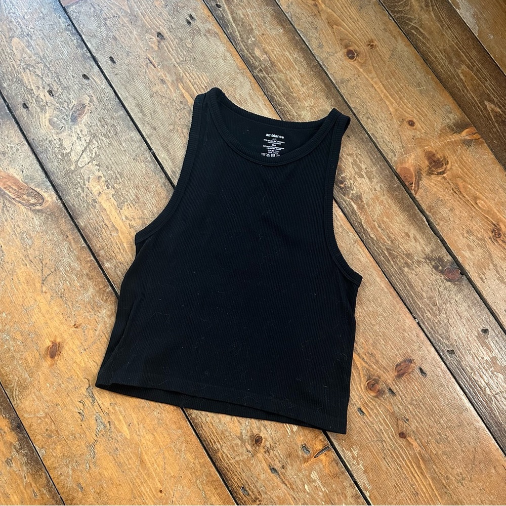 Ambiance Black Ribbed Tank Top